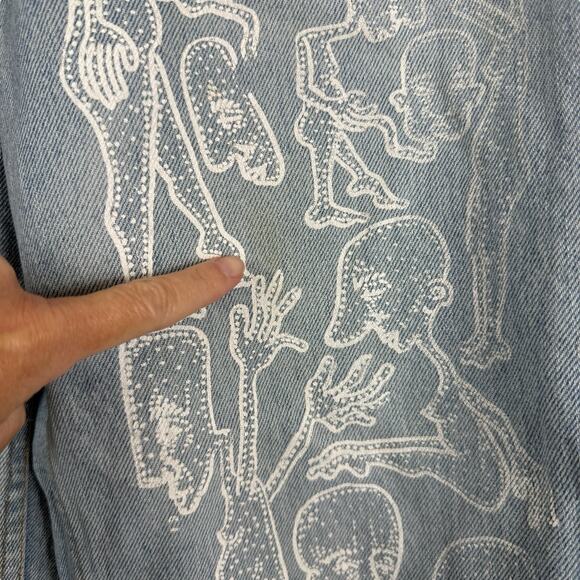 Aeropostale Jeans Womens 10 90's Baggy Light Wash Blue Denim Custom Graphic - Picture 5 of 16